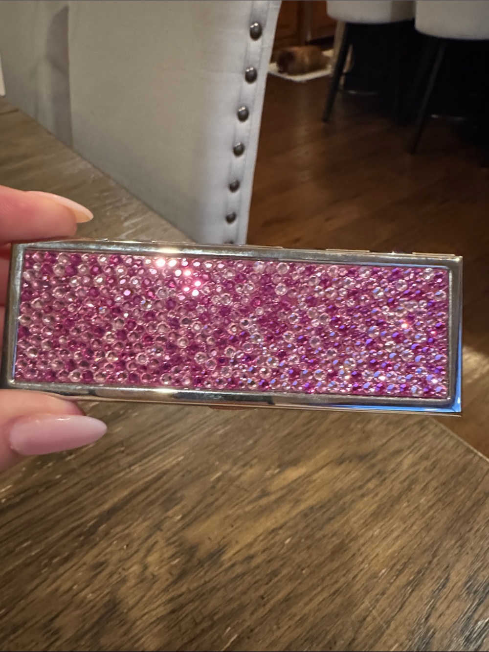 Judith Leiber Pink Crystal Rectangular Minaudière